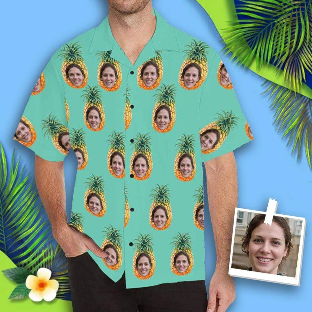 Custom Face Green Pineapple Style Tree All Over Print Hawaii Shirt Ha94525