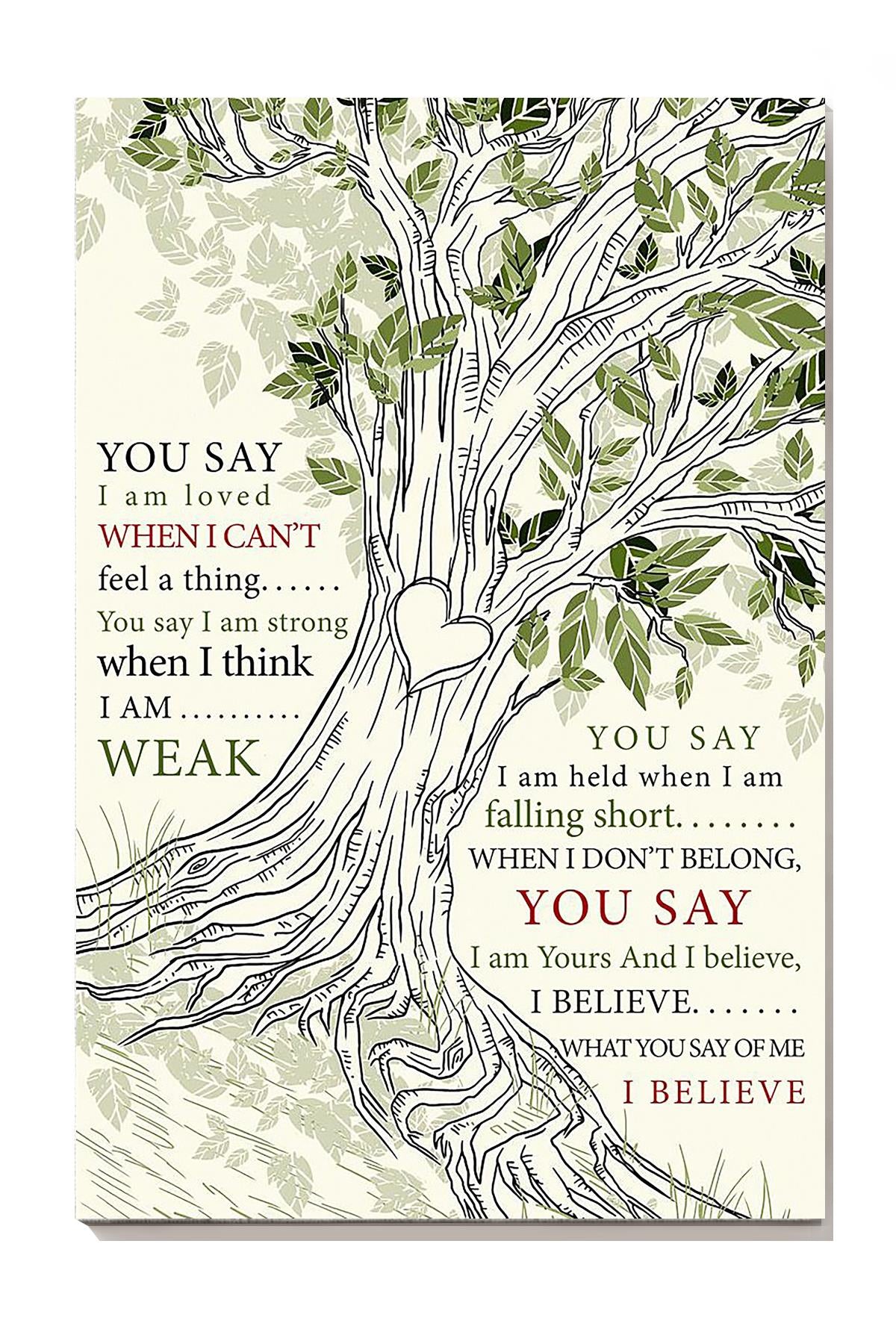 You Say Lyrics Vintage Tree Wall Art For Christian Lauren Daigle Fan Home Decor Wrapped Canvas