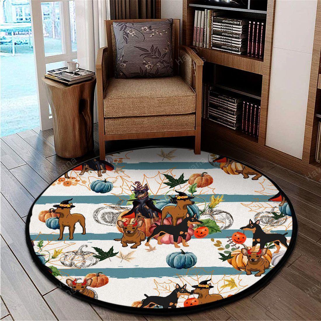 Miniature Pinscher Rug Halloween Pumpkin Retro