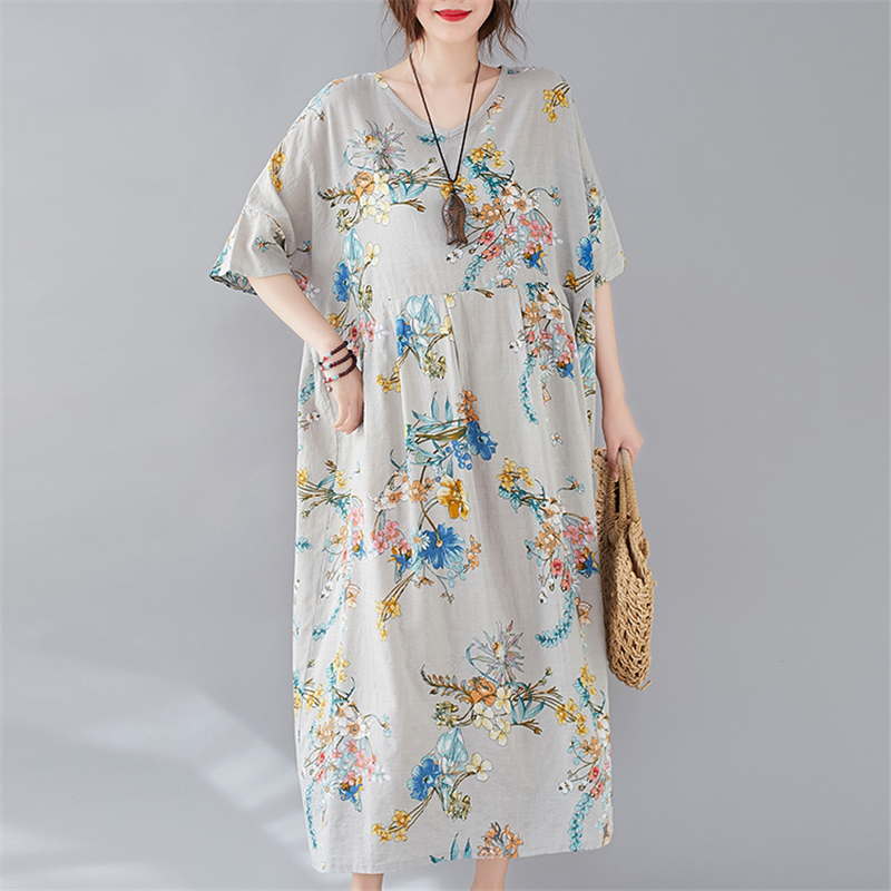 ARCSINX Boho Dress Women Large Size 4XL 5XL 6XL 7XL Summer Dresses Women Plus Size Short Sleeve Casual Floral Sundresses Women alx