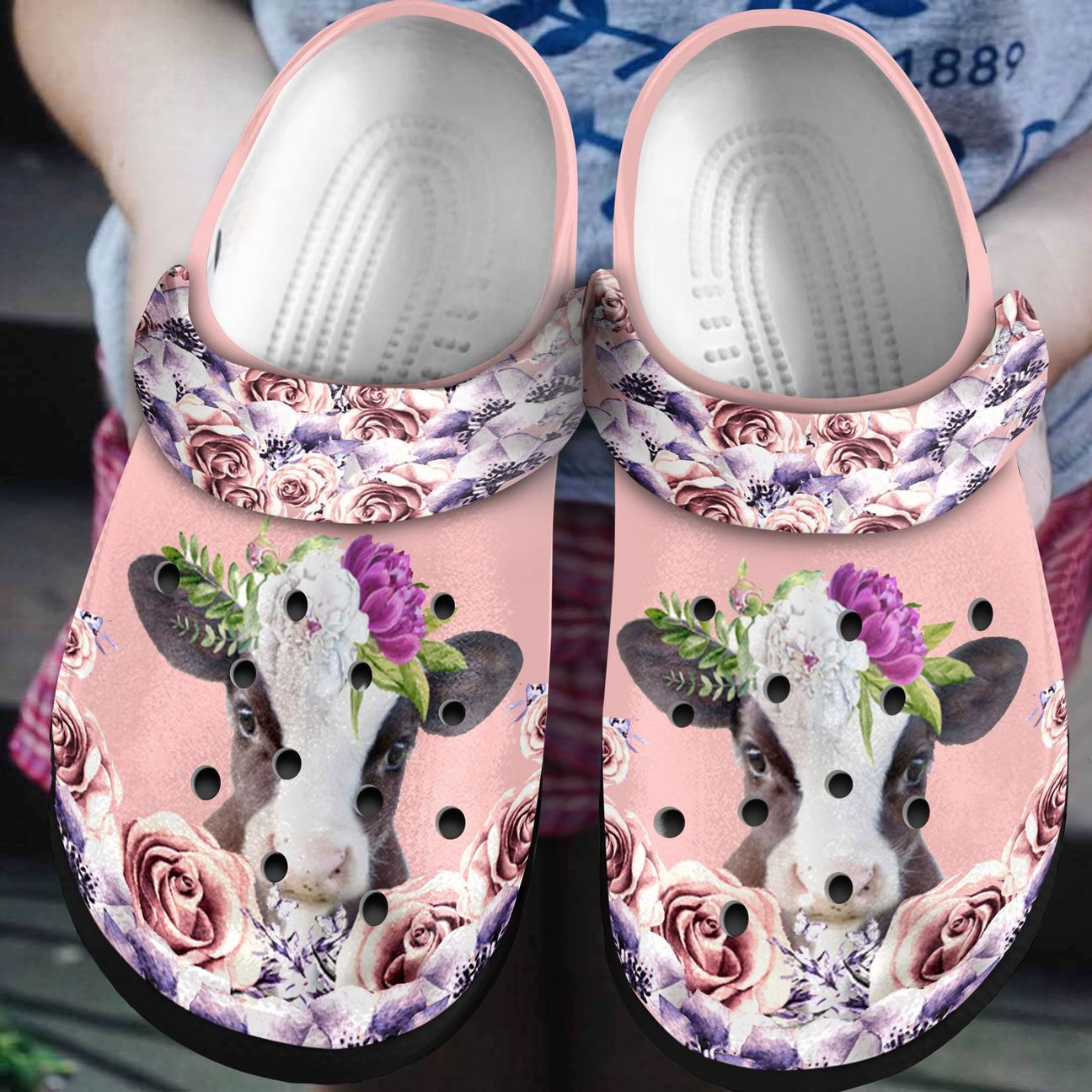 Cow Personalized Clog, Custom Name, Text, Color, Number Fashion Style For Women, Men, Kid, Print 3D Pink Cow