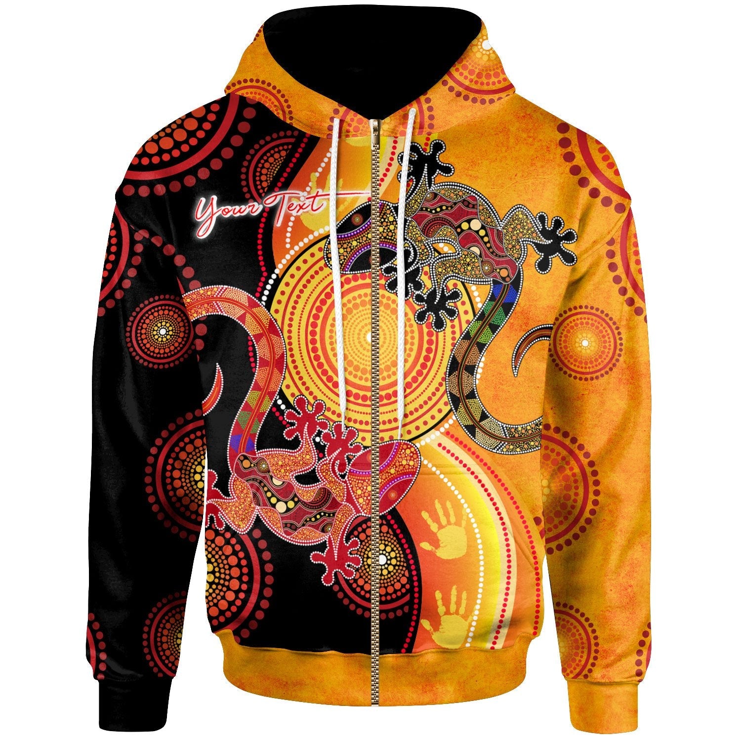 Aboriginal Personalised Zip Hoodie – Couple Aboriginal Lizards ...