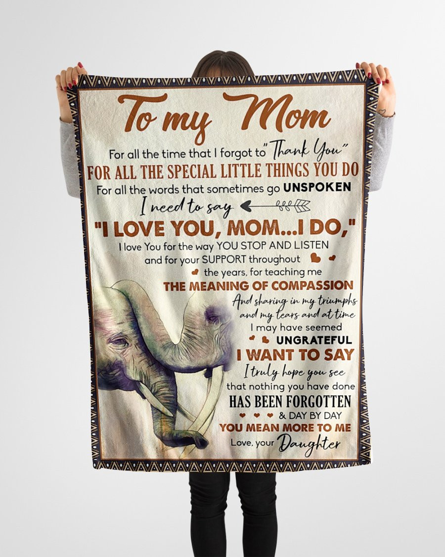 Personalized Elephant To My Mom From Daughter Day By Day You Mean More To Me Fleece Blanket Great Customized Blanket Gifts For Birthday Christmas Thanksgiving Mother’S Day