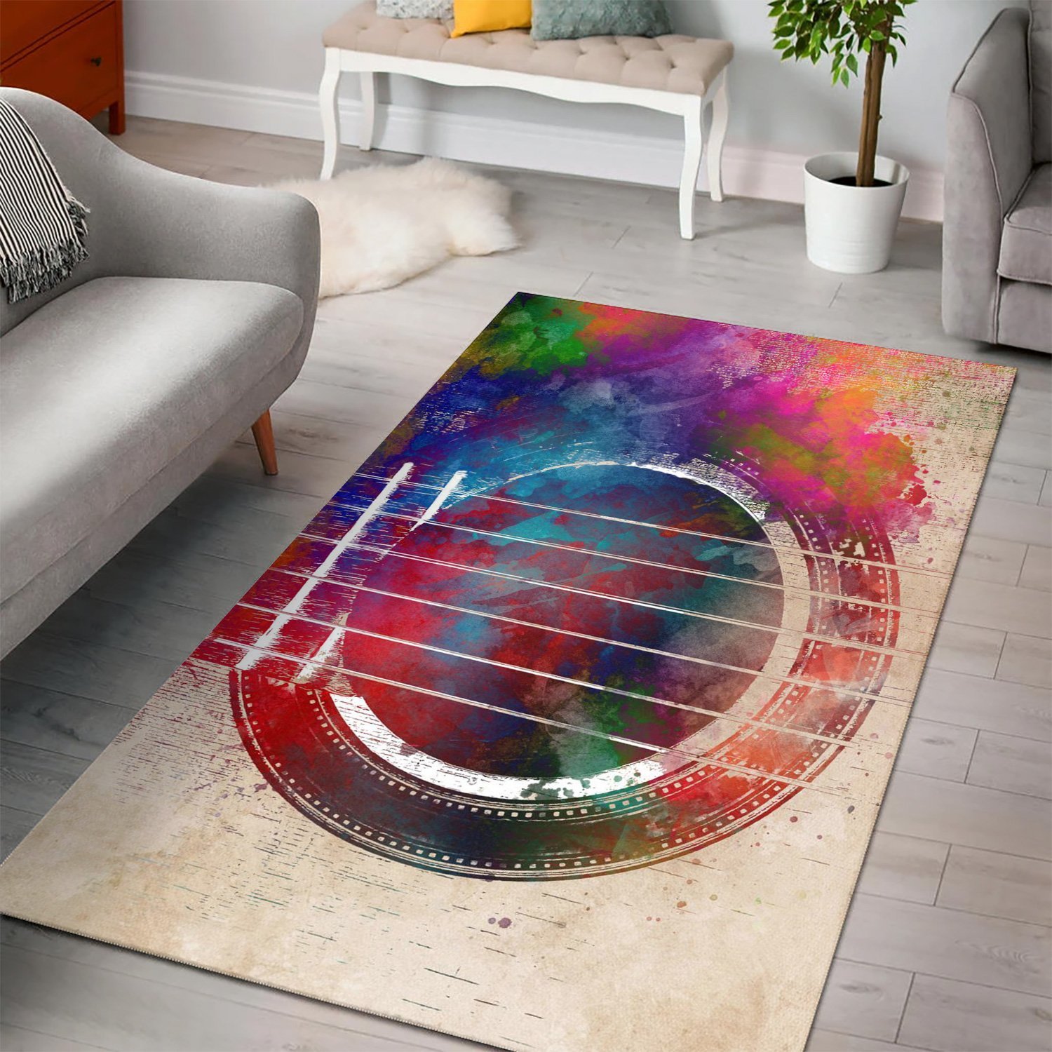 Guitar Art  Instrument Area Rug,  Bedroom,  Halloween Gift