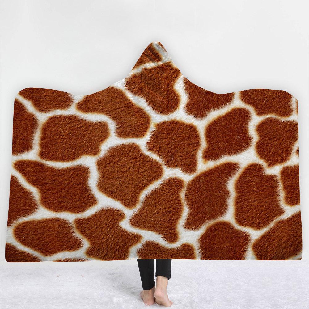 Animal Hooded Blankets – Animal Series Giraffe Pattern Icon Fleece Hooded Blanket