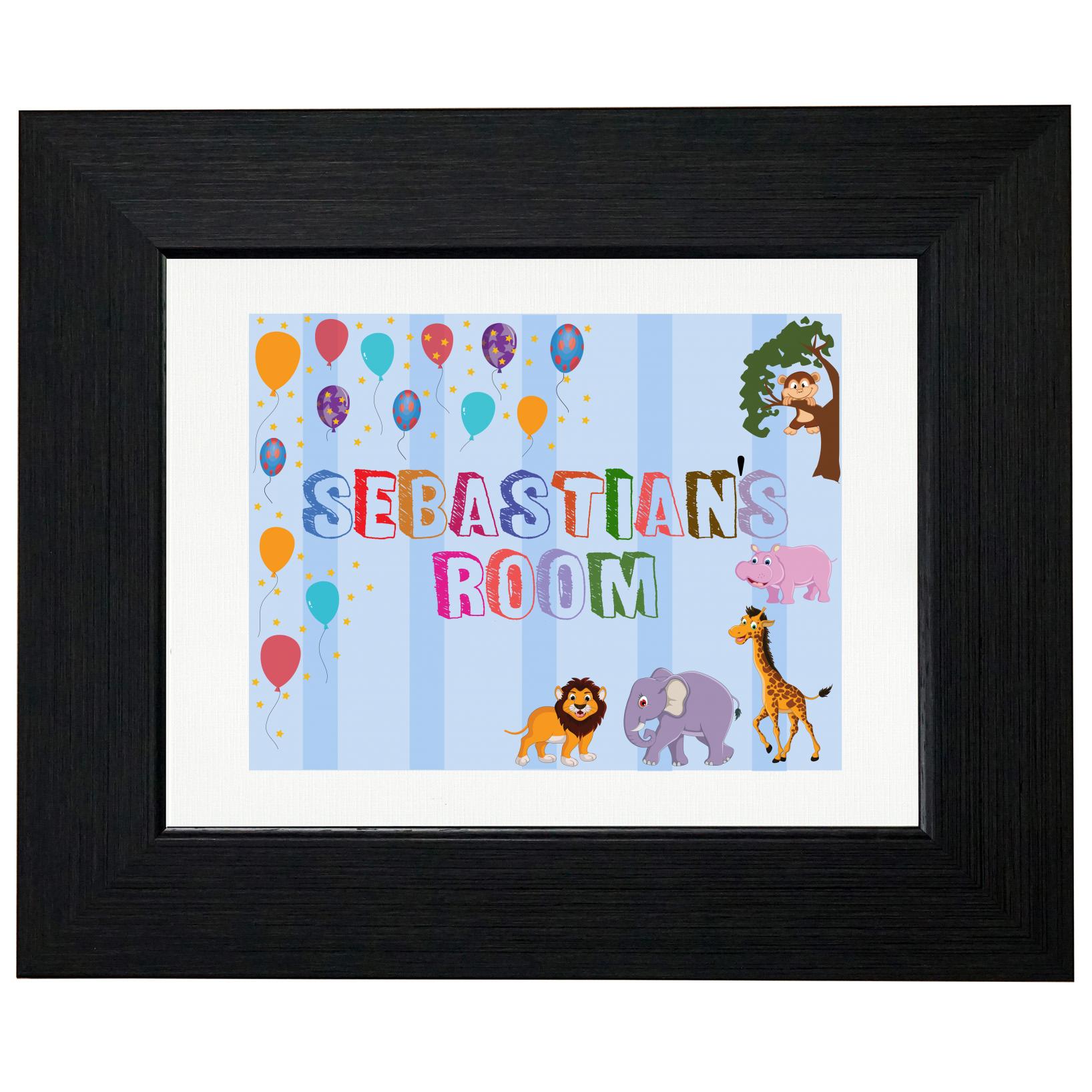 Sebastian’s Room – Boy Birthday Gift – Balloons & Animals T-Shirt, Framed Print, Pillow, Golf Towel