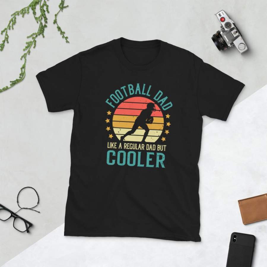 Football Dad Like A Normal Dad But Cooler T-Shirt Men Vintage American Football Player Graphic Shirt Father’s Day Gift S-3XL Unisex Tee