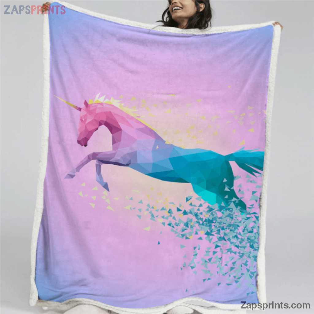 Unicorn Running Cubes Blanket