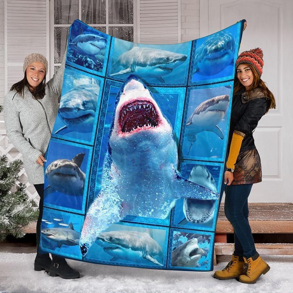 3D Shark Under Sea Printed Fleece Blanket