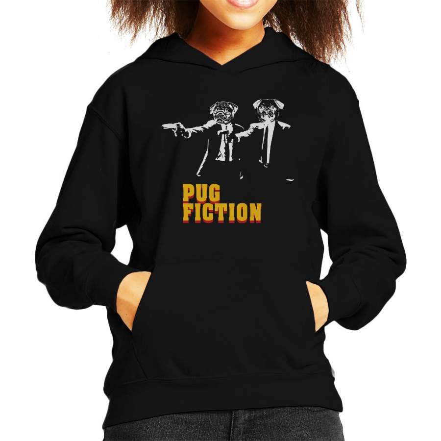 Pulp Fiction Pug Fiction Parody Kid’s Hooded Sweatshirt