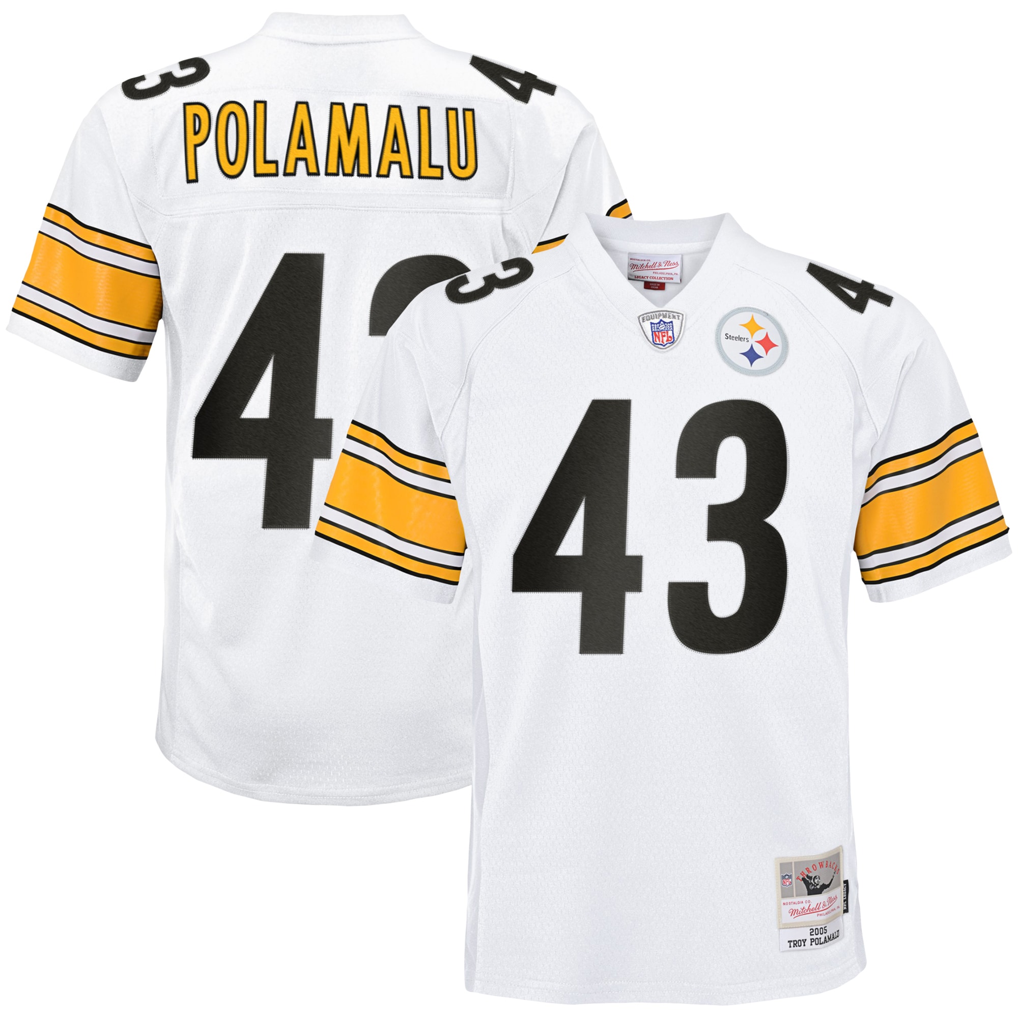 Troy Polamalu Pittsburgh Steelers Mitchell & Ness Youth 2005 Retired Player Legacy Jersey – White