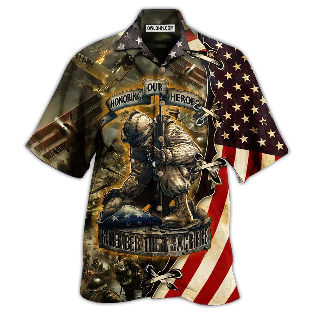 Veteran Honoring Our Heros With Dark Style – Hawaiian Shirt  – Owl Ohh