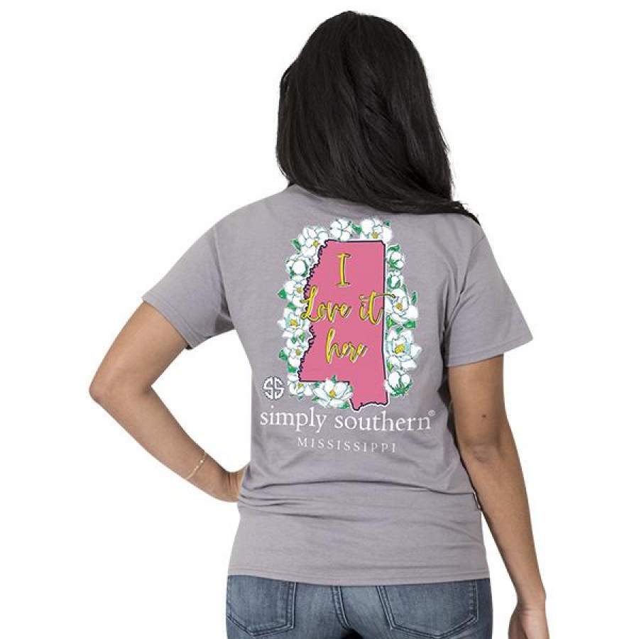 Simply Southern Mississippi State I Love it Here Home Flowers MS T-Shirt