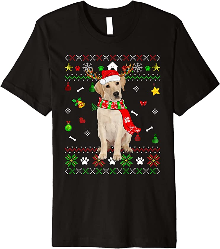 Ugly Sweater Christmas Labrador Dog Puppy Xmas Pajama Premium T-Shirt