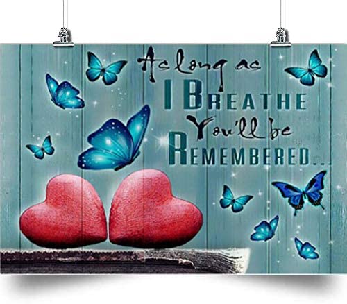 Butterfly Horizontal Poster-As Long As I Breathe, You’Ll Be Remembered-Home Decoration Poster, Wall Poster, Home And Room Decoration, Gifts For Friends And Relatives, Souvenirs.