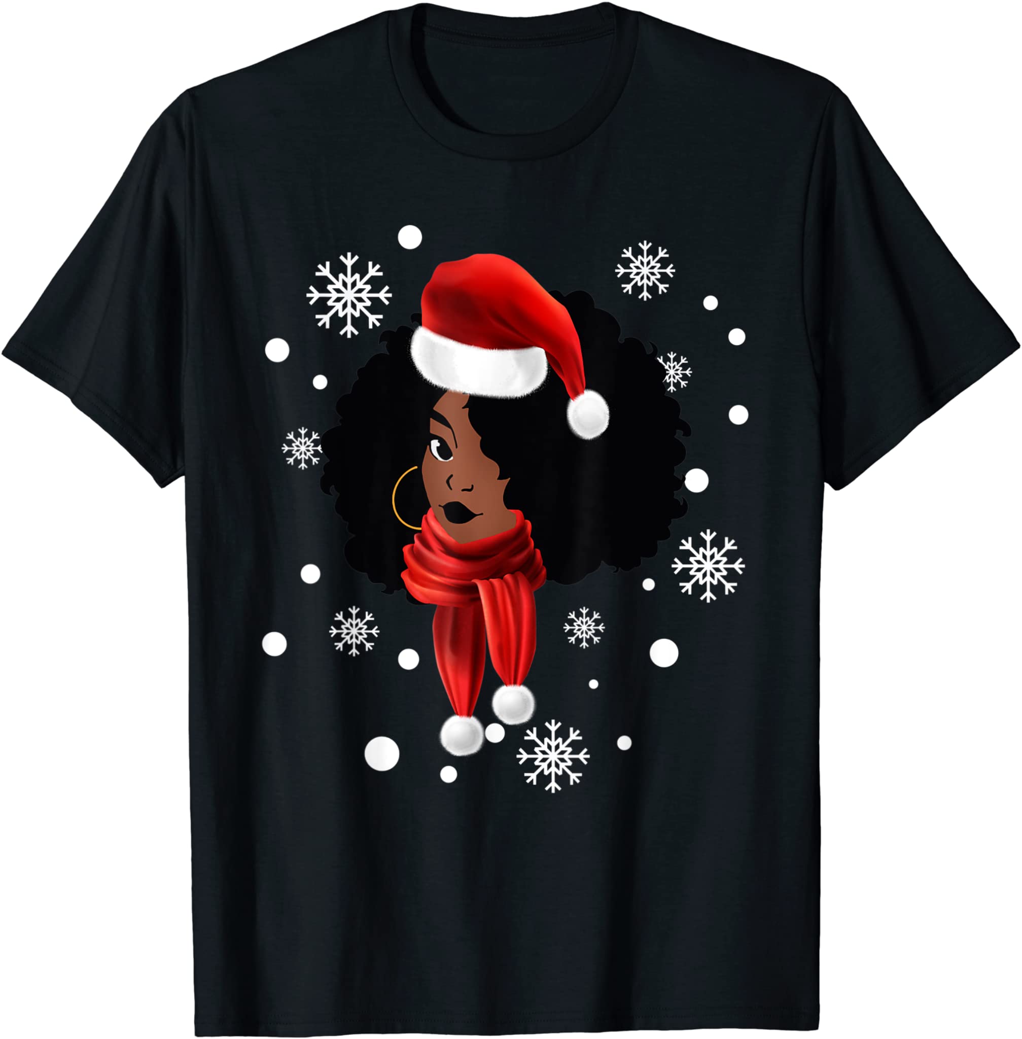 Black African American Santa Apparel Christmas Melanin Women T-Shirt