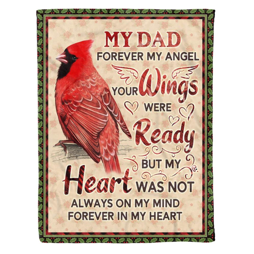 Animal Love Dad Cardinal Memorial Gift Fleece Blanket Family Gift Home Decor Bedding Couch Sofa Soft And Comfy Cozy