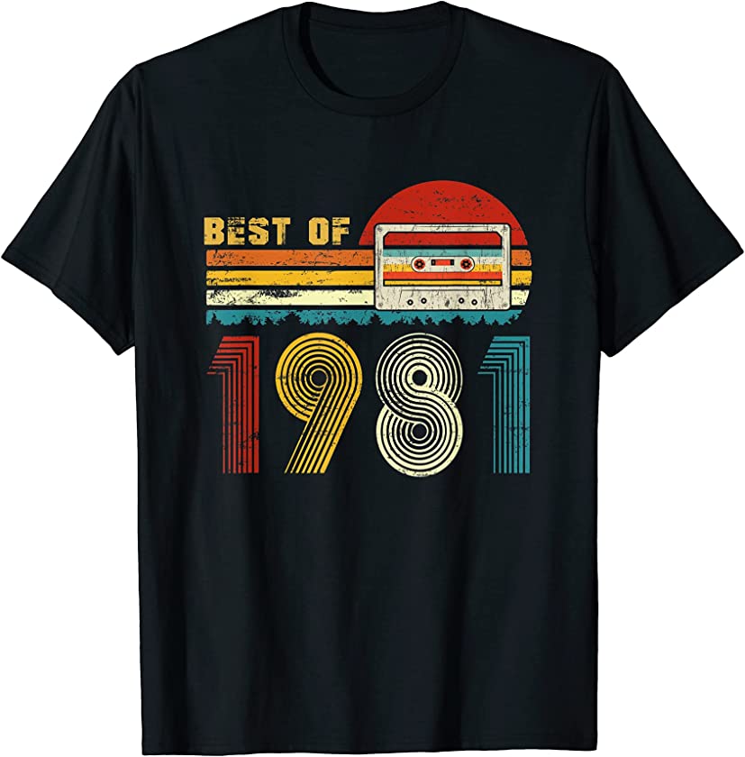 40Th Bday Gifts Best Of 1981 Retro Cassette Tape Vintage T-Shirt