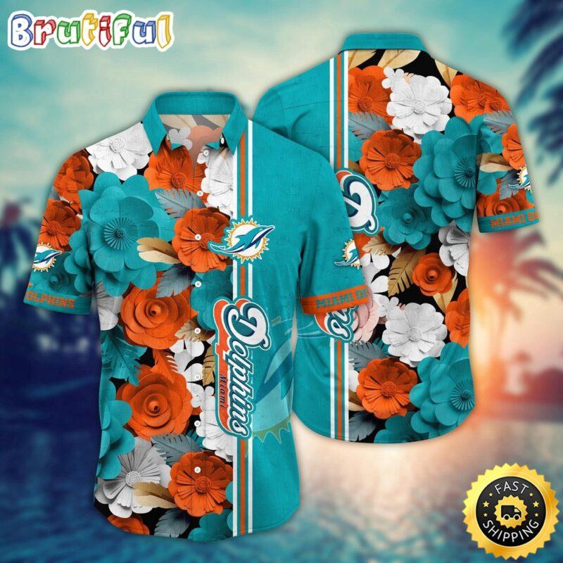 Miami Dolphins Hawaiian Shirt Flower Laid Back Hawaiian Charm