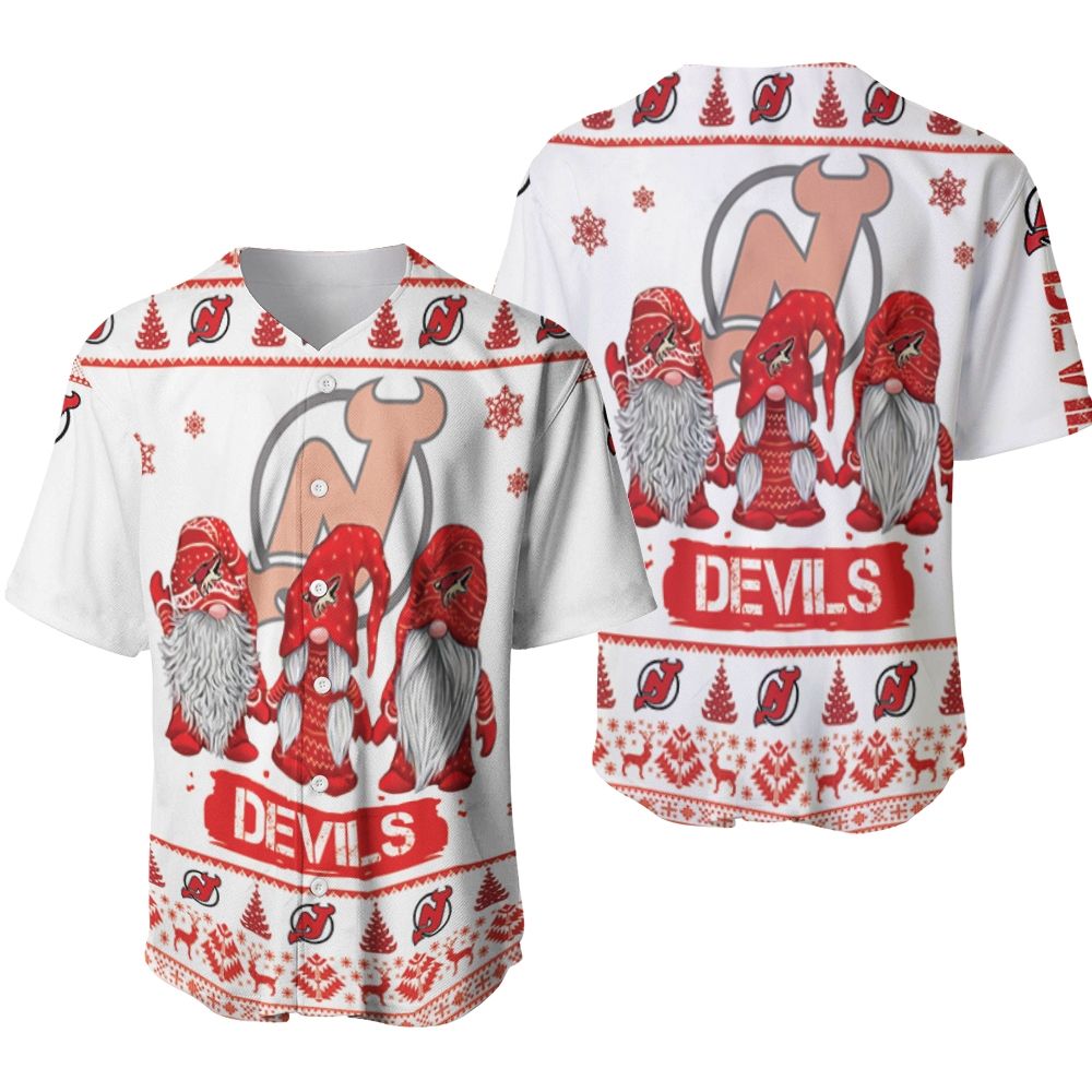 Christmas Gnomes New Jersey Devils Ugly Sweatshirt Christmas 3D Baseball Jersey