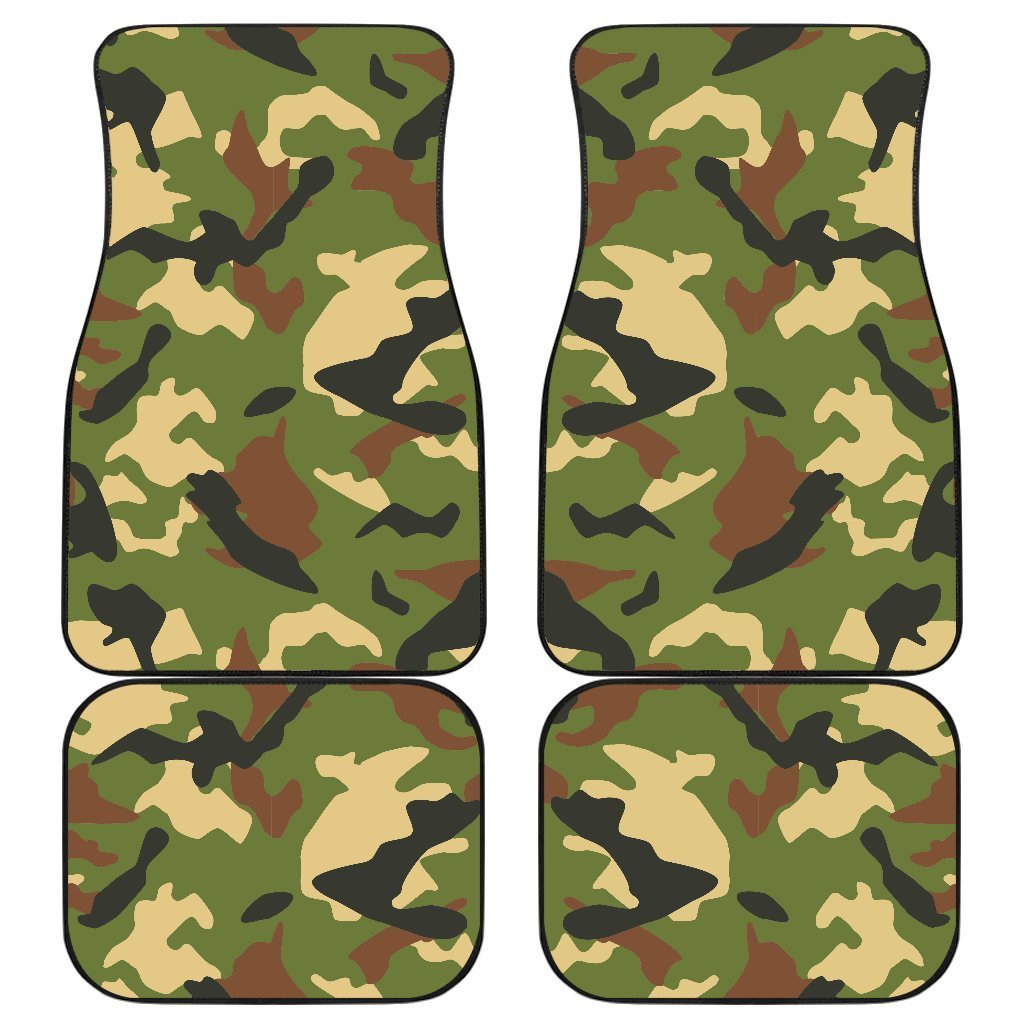 Military Camouflage Print Front And Back Car Floor Mats, Front Car Mat