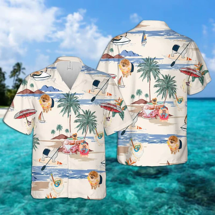 German Spitz Summer Beach Hawaii Hawaii Shirts For Men Short Sleeve Aloha Shirt Ha6700