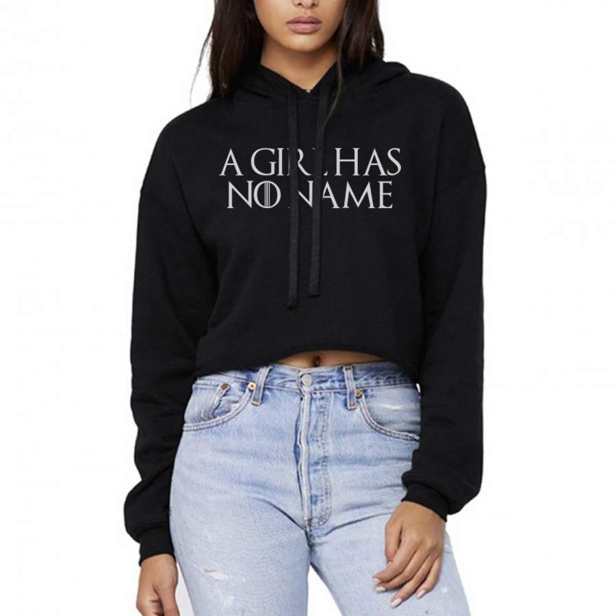 A Girl Has No Name Font Cropped Hoodie