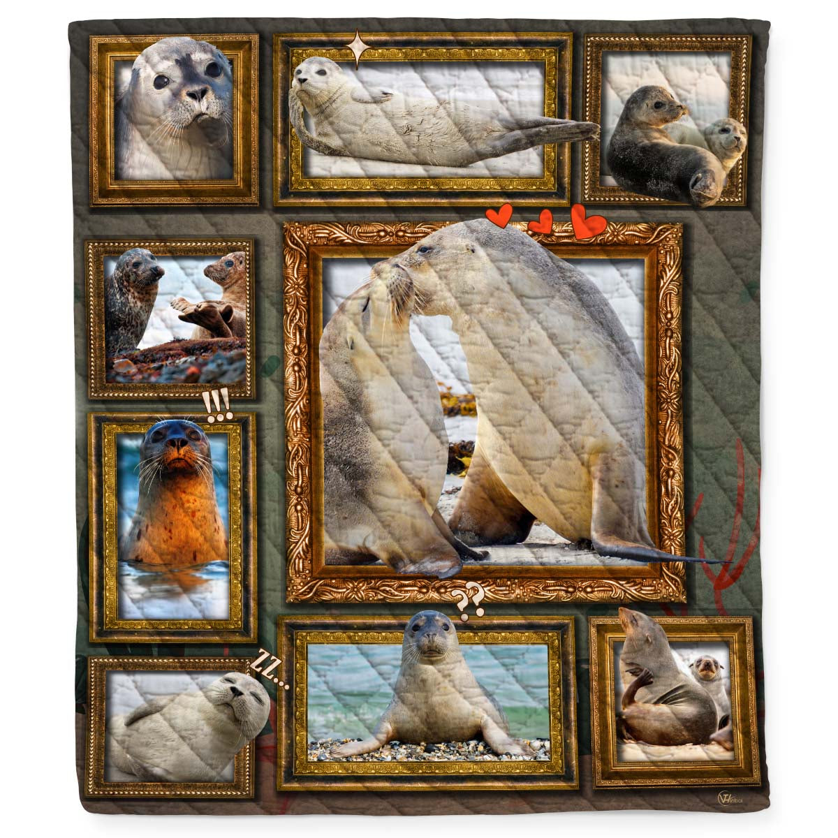 Sea Lion Seals Quilt Blanket