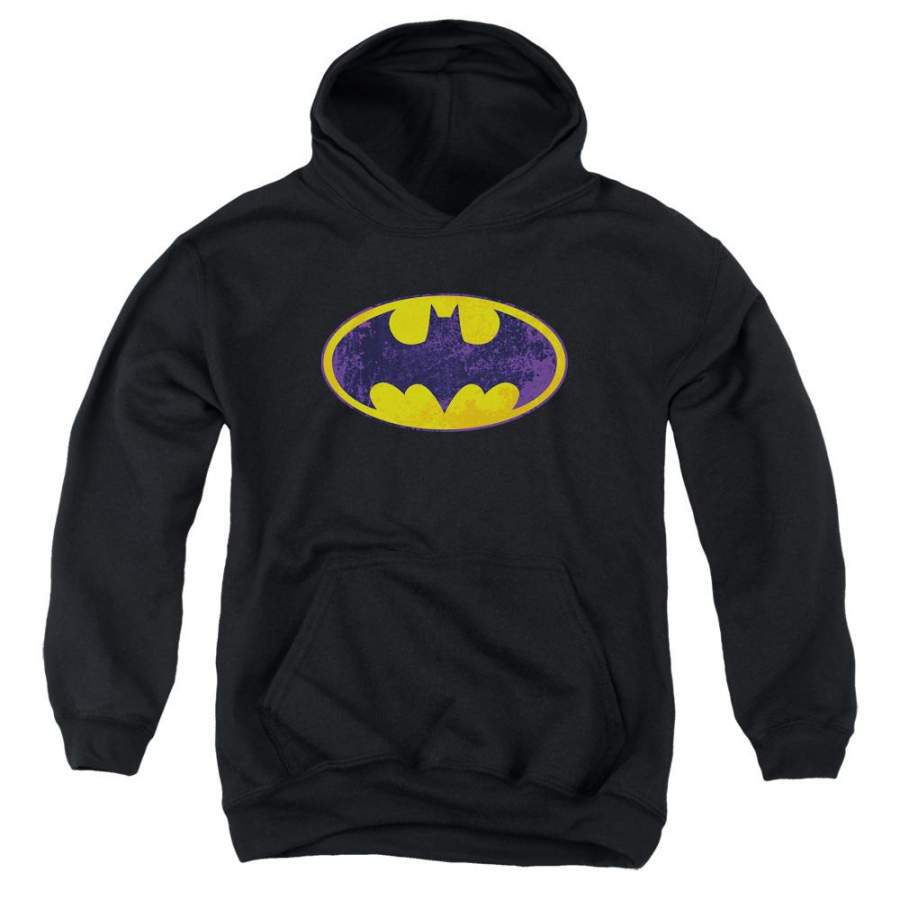 Batman – Bm Neon Distress Logo Youth Pull Over Hoodie