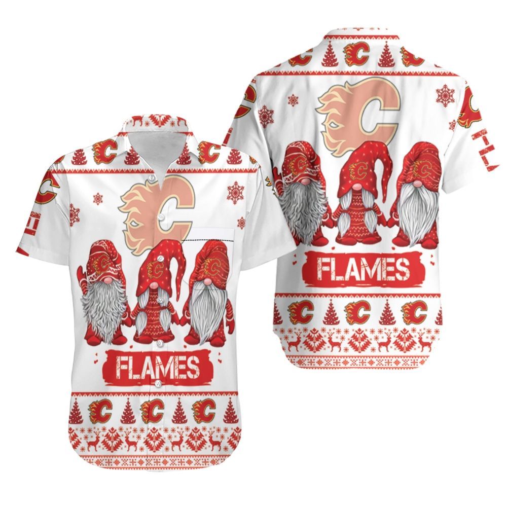 Christmas Gnomes Calgary Flames Ugly Sweatshirt Christmas 3D Hawaiian Shirt