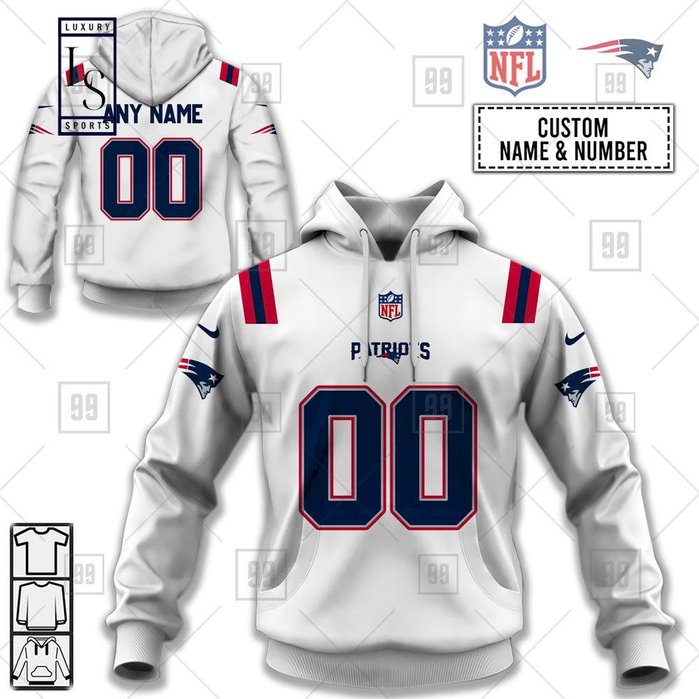 New England Patriots Personalized Jersey Hoodie 3D