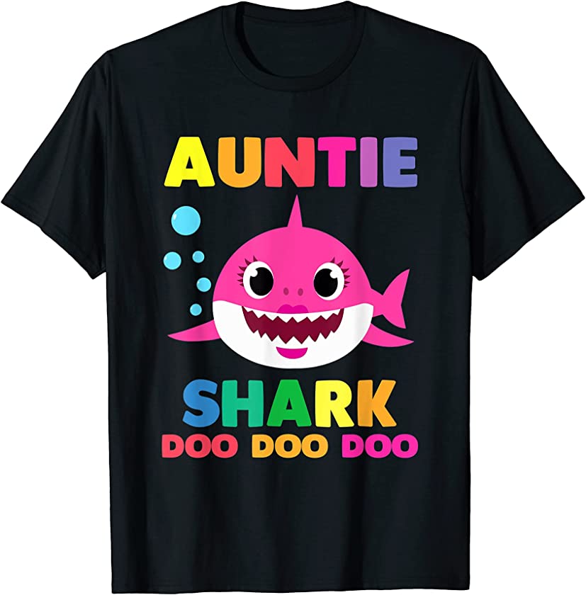 Auntie Shark T-Shirt Doo Doo Funny Baby Mommy Kids T-Shirt