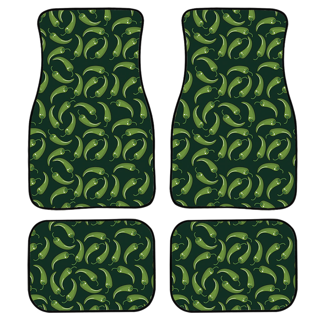 Green Chili Peppers Pattern Print Front And Back Car Floor Mats, Front Car Mat