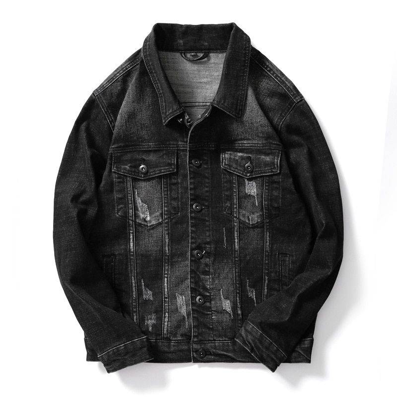 Black Solid Casual Slim Long Sleeve denim jackets