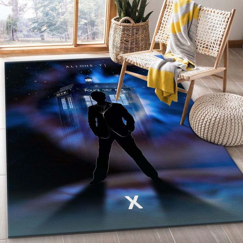 10Th Doctor With Tardis Area Rug Carpet Living Room And Bedroom Rug Family Gift Us Decor Vh3