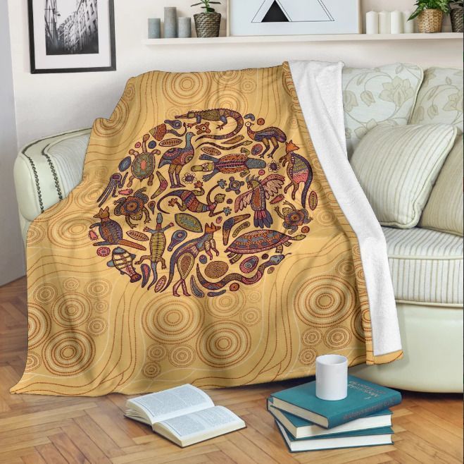 Aboriginal Animals CLP1112001TT Sherpa Fleece Blanket