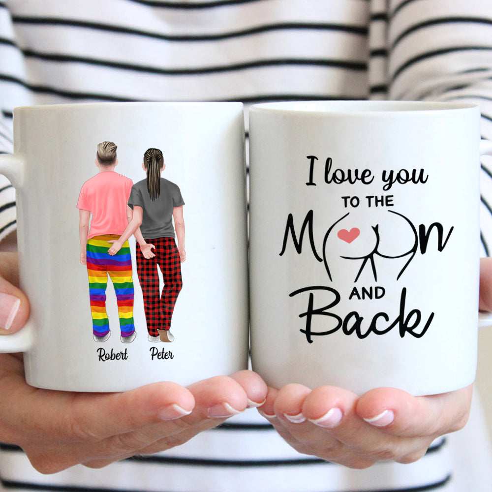 Gay Pride Coffee Mug, Lgbt Mug, I Love You To The Moon And Back, Anniversary Gift, Valentine’S Day Gift, Christmas Gift For Him Hg98