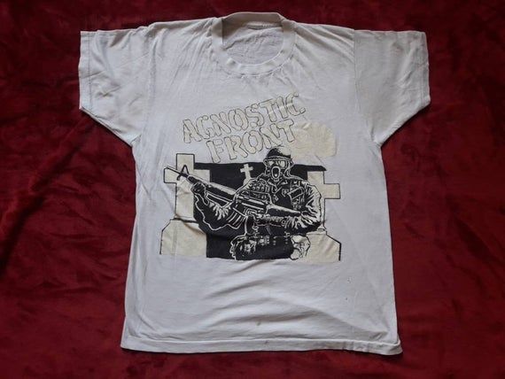 Vintage Rare 1987 Agnostic Front T Shirt Vtg 80s 1980s Crossover Thrash Metal Tee Tshirt Cro Mags Cryptic Slaughter Mucky Pup Warzone