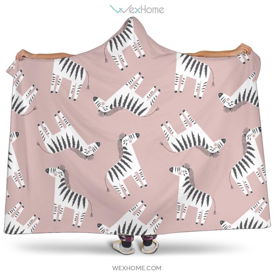 Cute Zebra Pattern Hooded Blanket