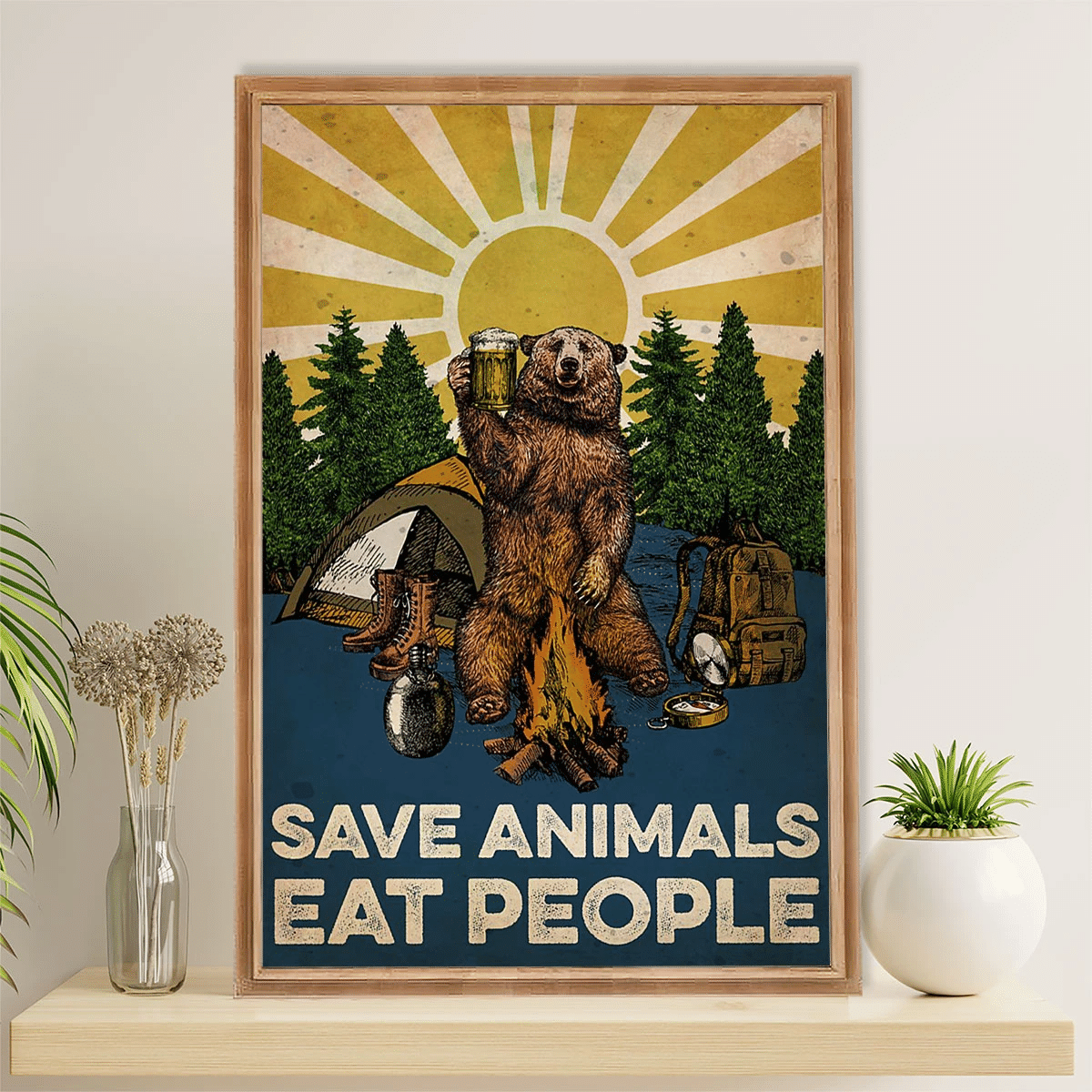 Save Animals Eat People Poster Canvas – Gift For Camper Evg85348