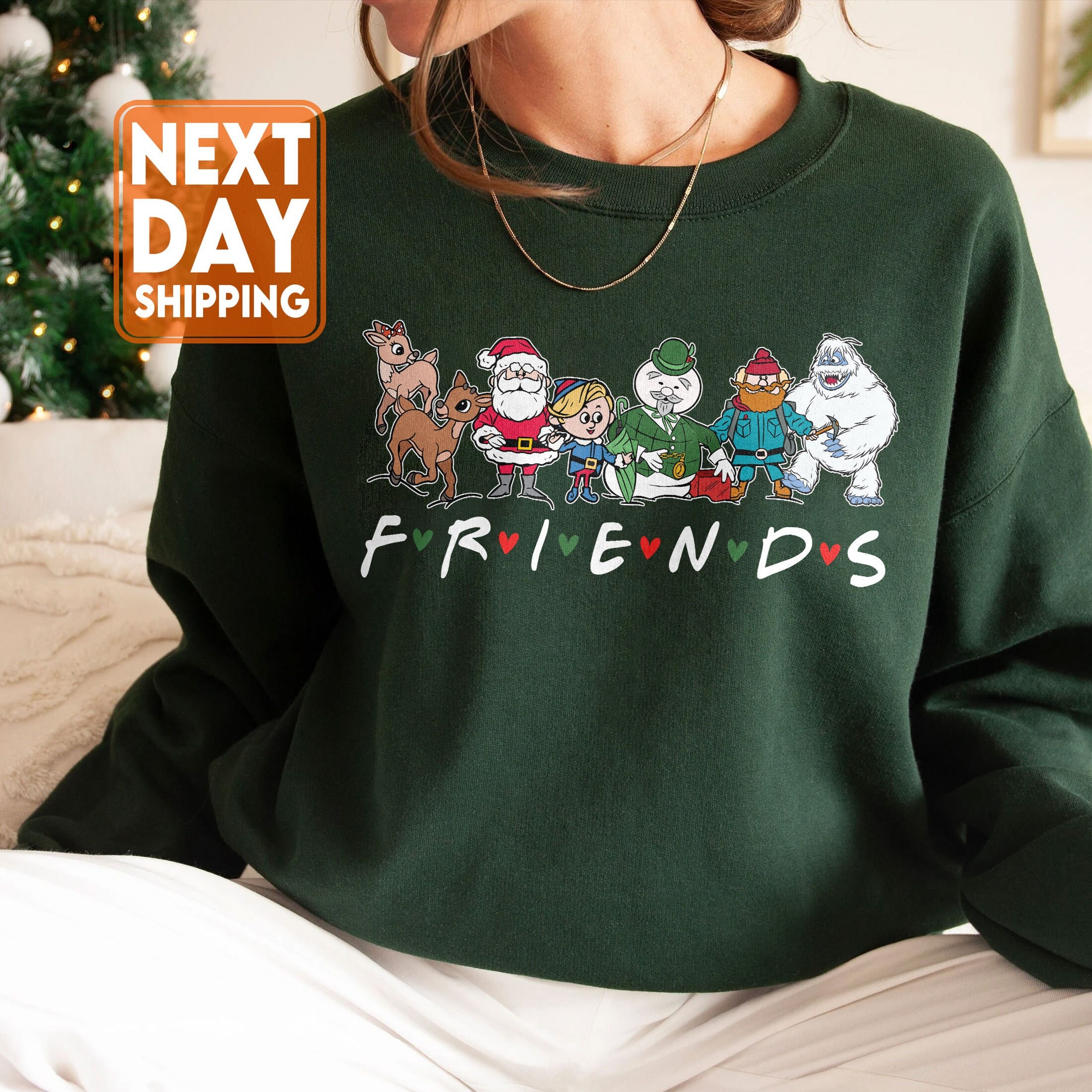 Christmas Friends Santa Rudolph Snowman Family Sweatshirt, Christmas Shirt, Christmas Family, Christmas Gift, Women's Christmas Shirt - Moontees Fashion