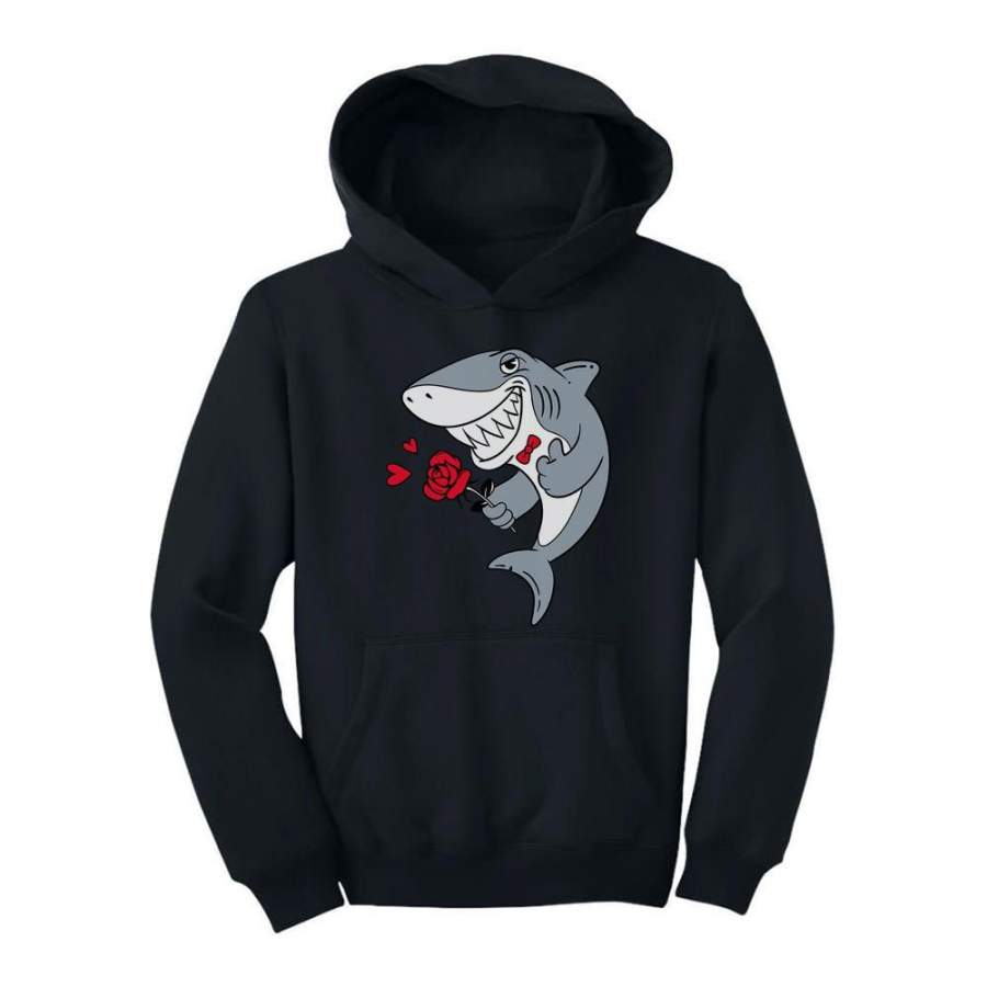 Valentine’s Day Shark with Roses Youth Hoodie