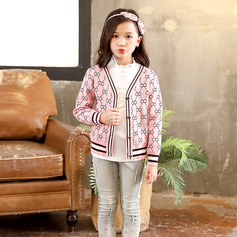 3-8Y Boys Girls Knit Sweater Long Sleeve Kids Wear Plaid Jacket Girl Sweater Cotton Boys Sweater Boys Girls Cardigan alx