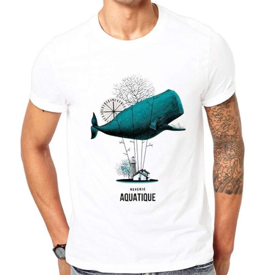 House Whale Tree Aquatique Patterns Men’s Casual T-shirt