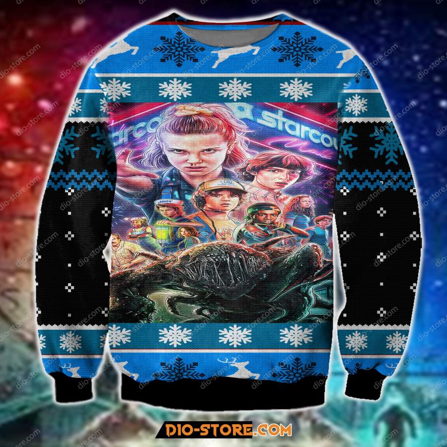 3D ALL OVER PRINT KNITTING PATTERN STRANGER THINGS UGLY CHRISTMAS SWEATER