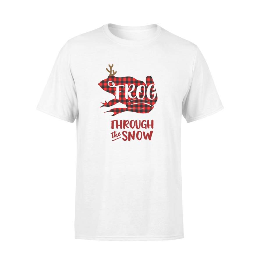 Through The Snow Christmas Frog Red Plaid T-shirt