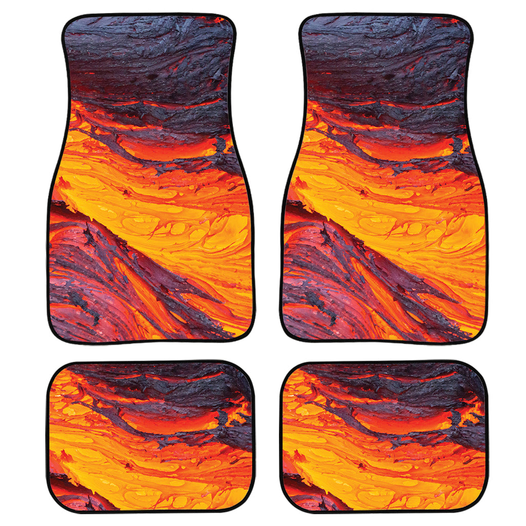 Volcano Lava Print Front And Back Car Floor Mats, Front Car Mat