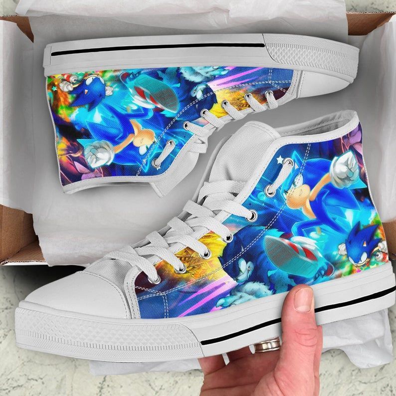 Sonic The Hedgehog Hightop Nintendo Canvas Shoes Birthday  Father’S Day White 5 High Top Shoes