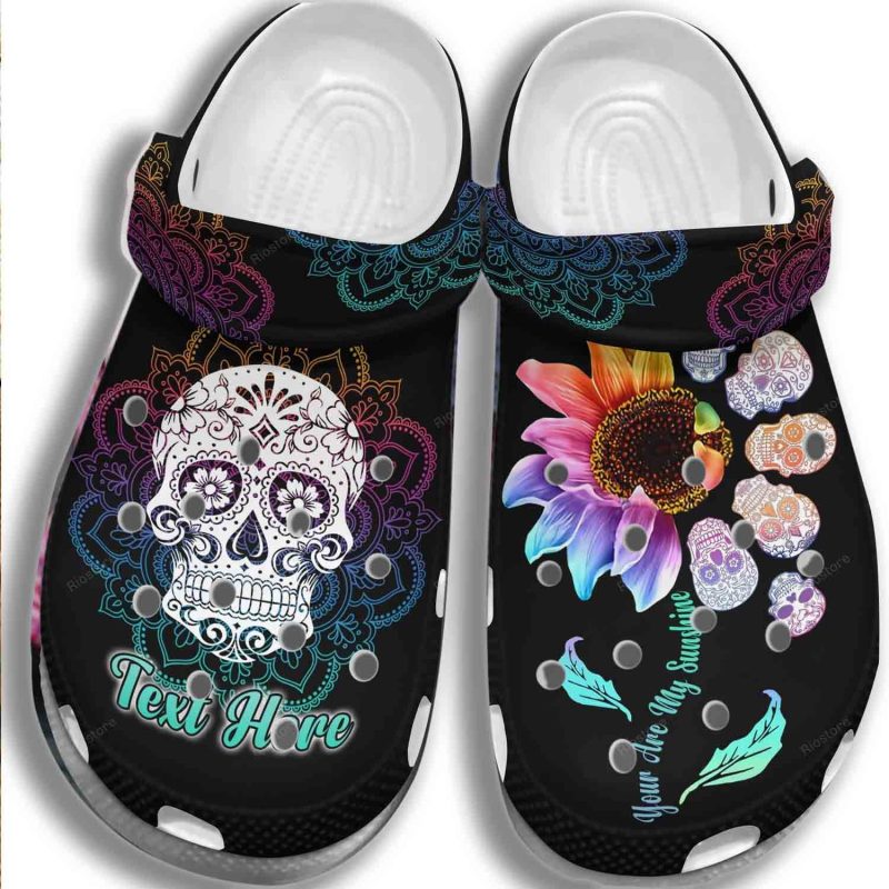 Sugar Skull Zero Given Sunflower Hippie Personalized Shoes – Mexican Skull Flower Tatoo Shoes Crocbland Clog Gifts For Men Women