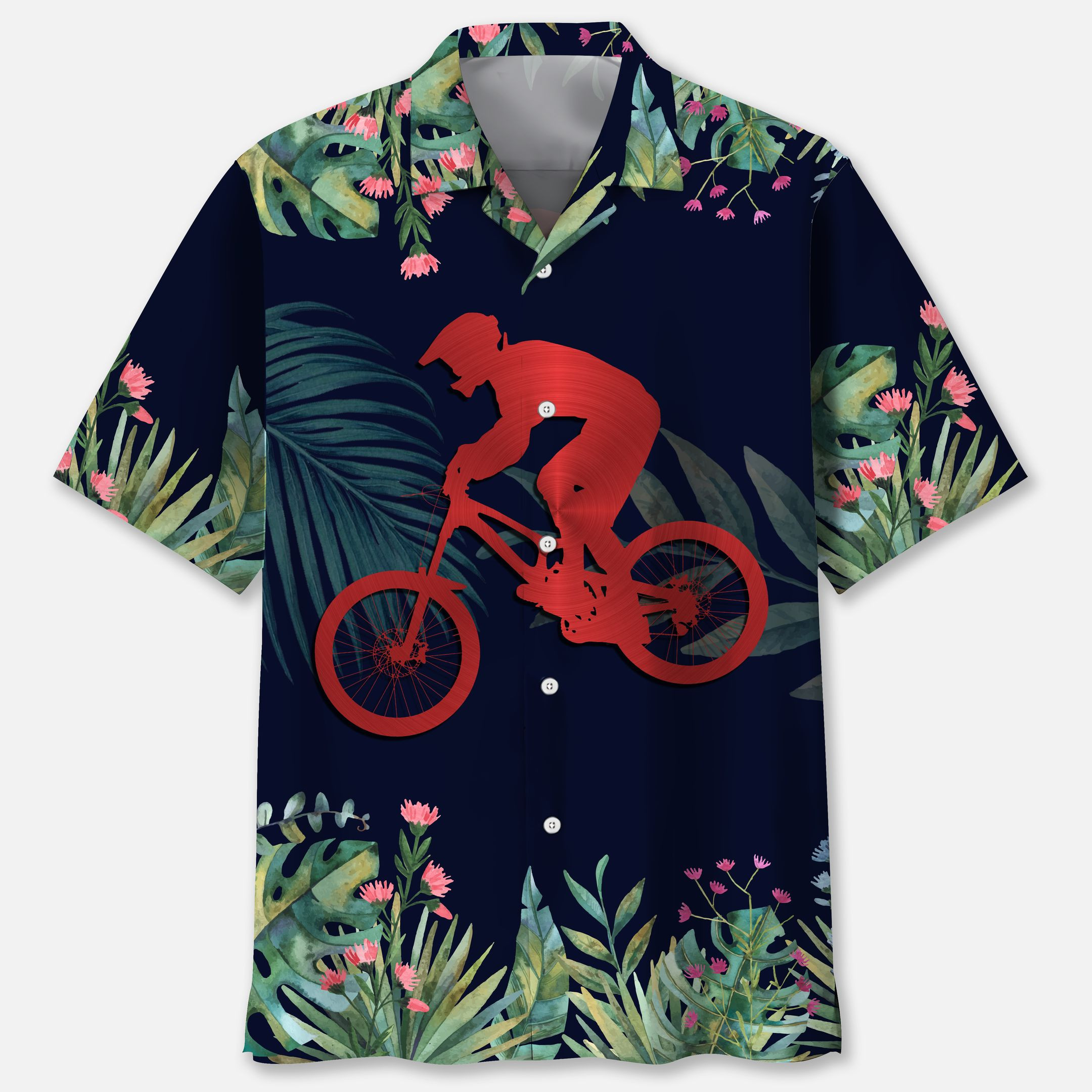 Mountain Bike Tropical Leaf Hawaiian Shirt Ha103371